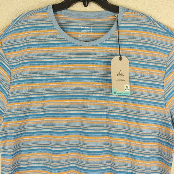 Prana Men's Cooper Point Crew tee shirt Organic Cotton Striped size XXL - Picture 3 of 12